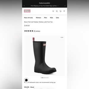 Hunter Black Womans play tall boots sz 9 new in box !!